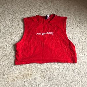 Red not your baby crop top